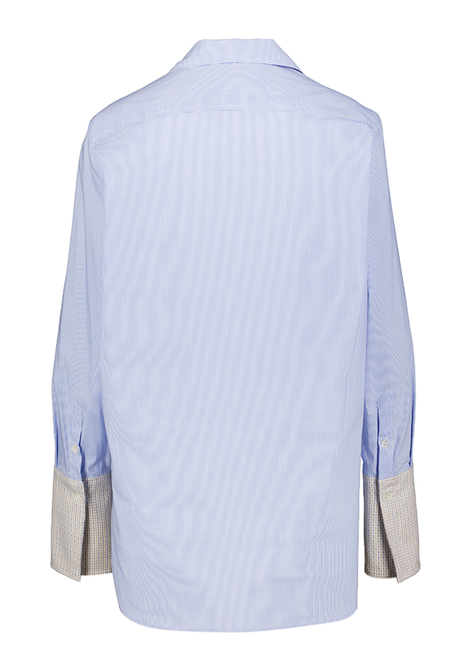 Blauw en wit gestreepte katoenen blouse met detail aan de mouwen Esti Vanessa Bruno