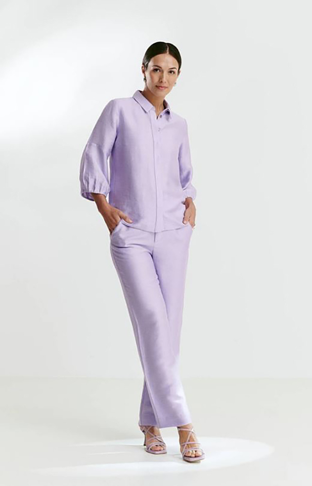 Violet kleurige blouse met driekwart mouwen Biverso Furore