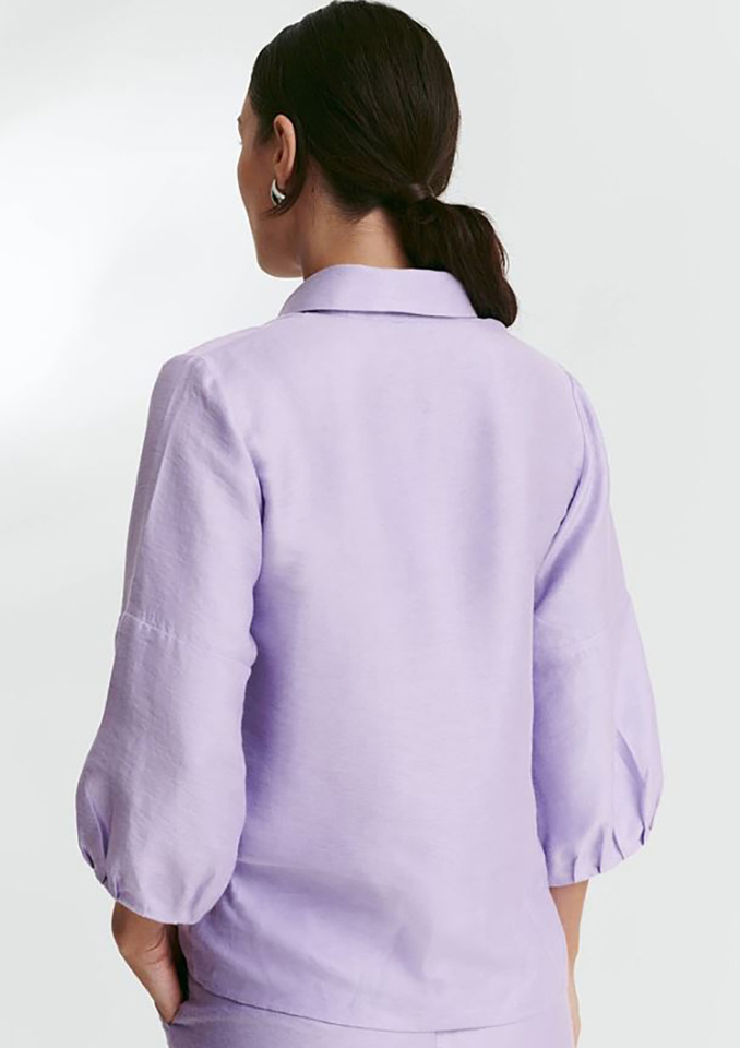 Violet kleurige blouse met driekwart mouwen Biverso Furore