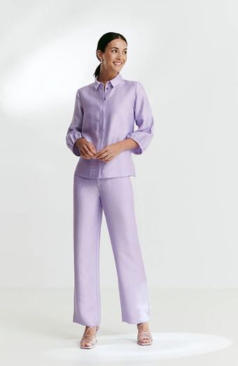 Violet kleurige linnen broek Torno Furore