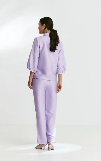 Violet kleurige linnen broek Torno Furore