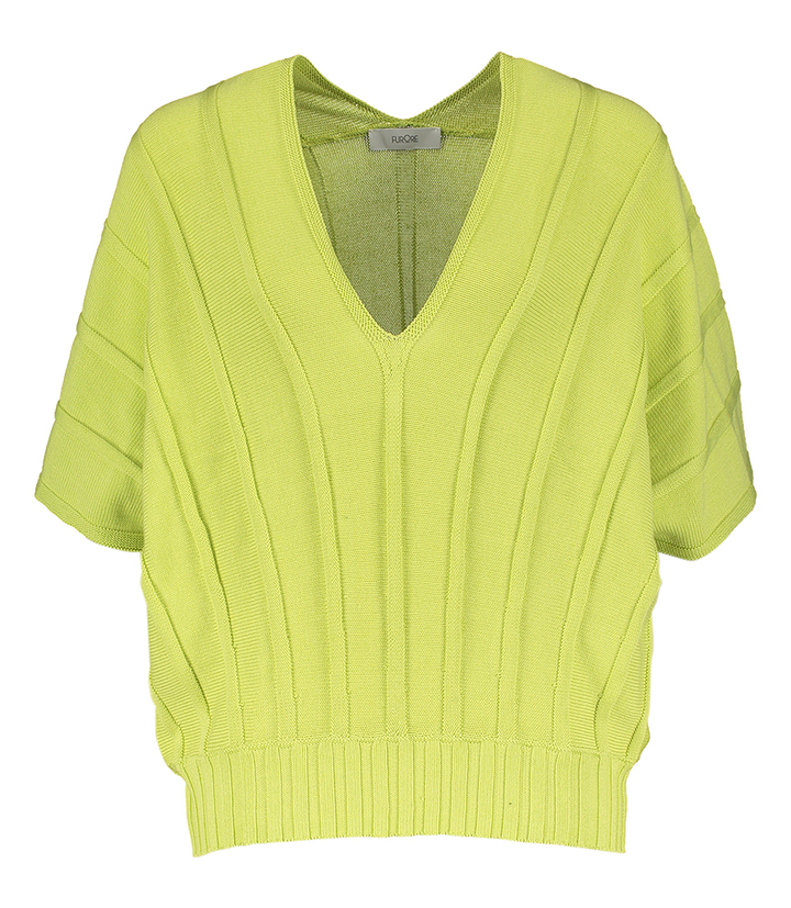 Green gloss katoenen pull met V-hals en korte mouwen Pollina Furore