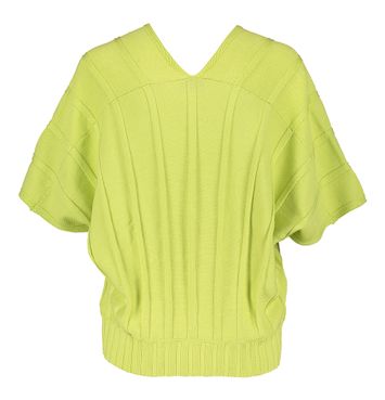 Green gloss katoenen pull met V-hals en korte mouwen Pollina Furore