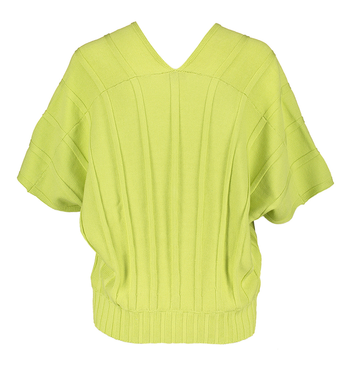 Green gloss katoenen pull met V-hals en korte mouwen Pollina Furore