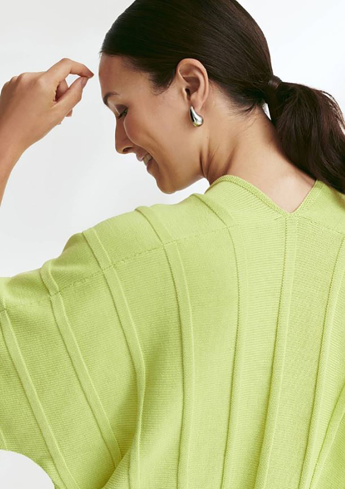 Green gloss katoenen pull met V-hals en korte mouwen Pollina Furore