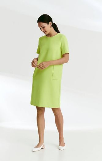 Green gloss jurk met ronde hals F-Dressa Furore