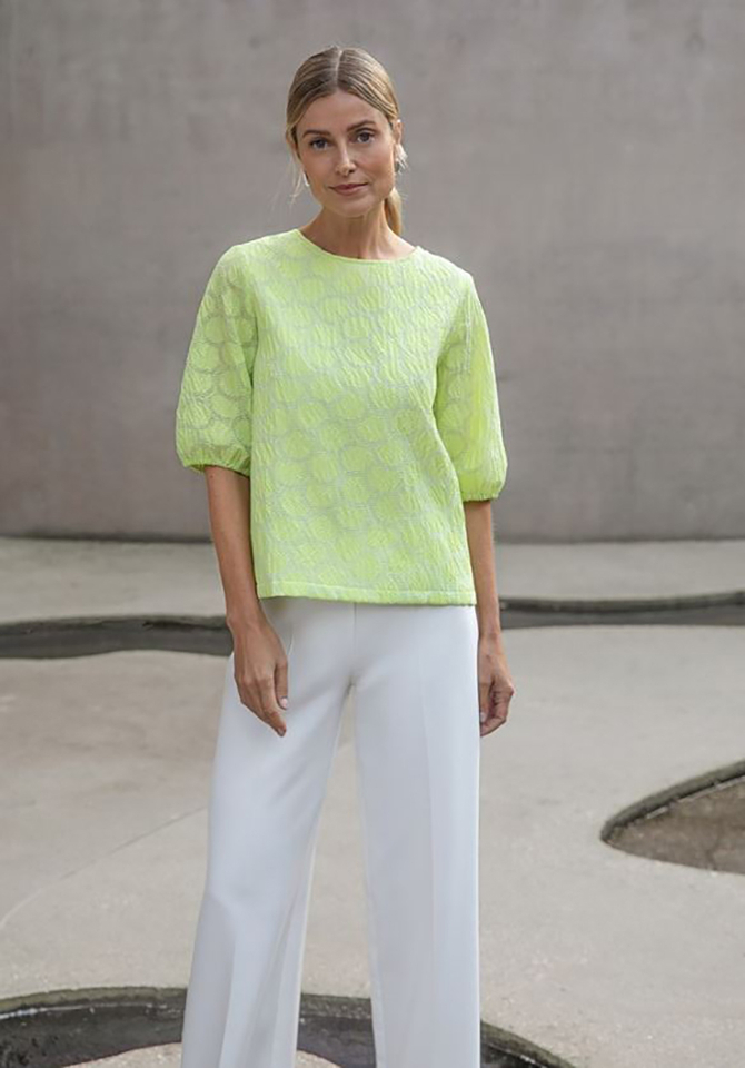 Green gloss blouse met driekwart mouwen Blowi Furore