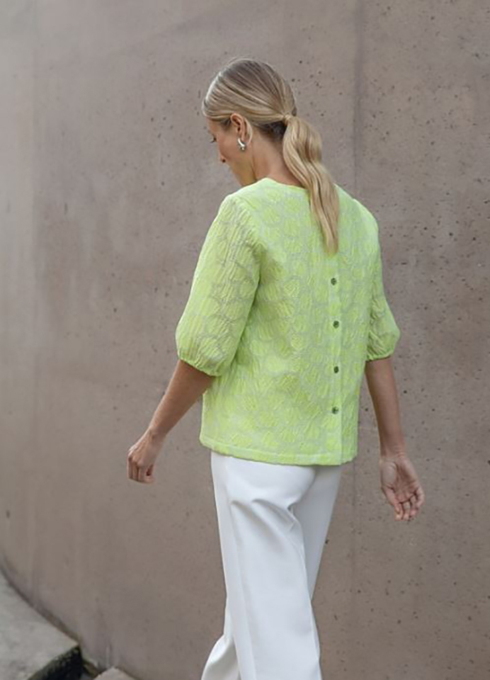 Green gloss blouse met driekwart mouwen Blowi Furore