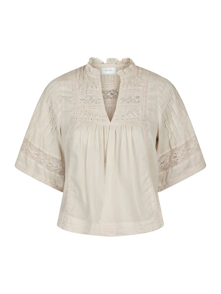 Licht beige bloes met broderie Siama Neo Noir 