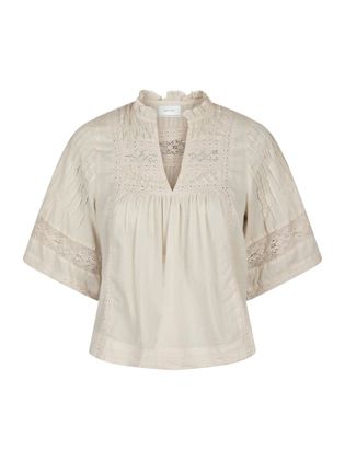 Neo Noir Licht beige bloes met broderie Siama