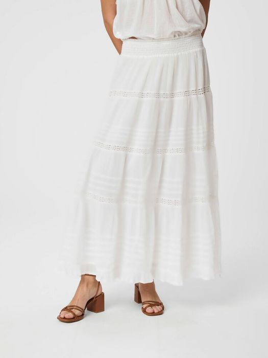 Witte lange rok met broderie en elastiek Felicia Neo Noir