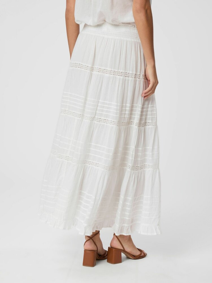 Witte lange rok met broderie en elastiek Felicia Neo Noir