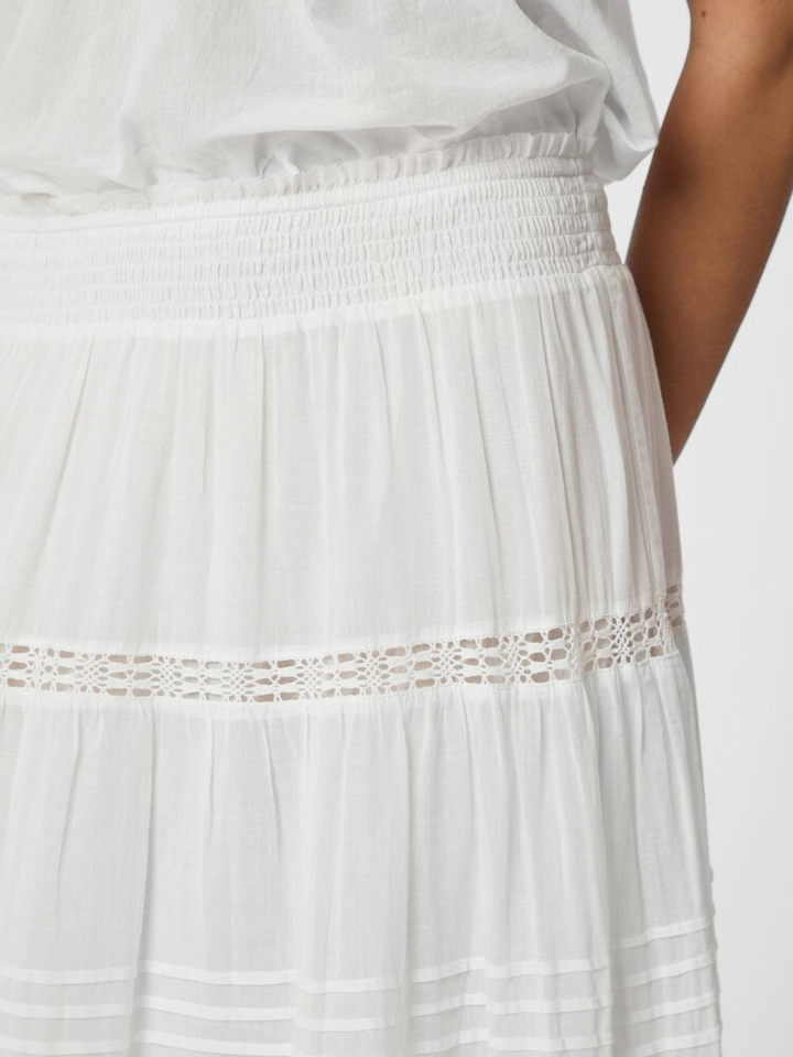 Witte lange rok met broderie en elastiek Felicia Neo Noir