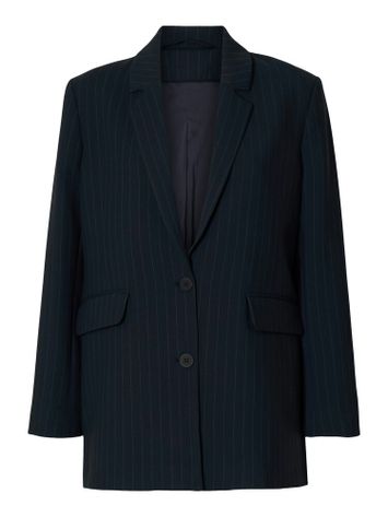 Donkerblauwe oversized blazer met krijtstreep Selected 