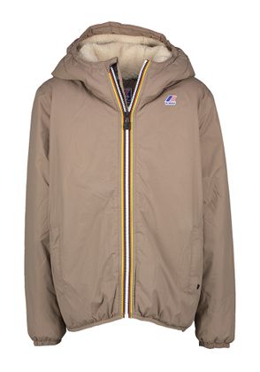 K Way Taupe jas met rits en kap in teddy stof Claude Orsette K-Way