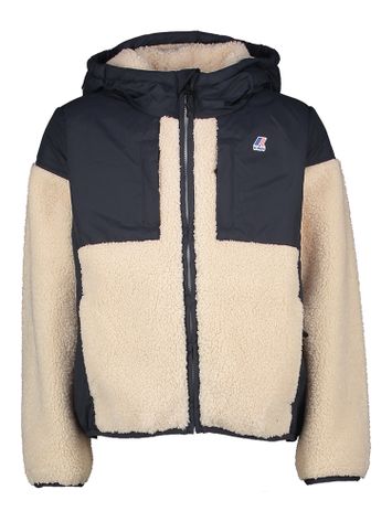 Blauwe jas met accenten in teddy stof K-Way