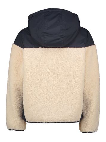 Blauwe jas met accenten in teddy stof K-Way