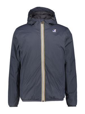 Donkerblauwe regenjas met rits en merklogo K-Way
