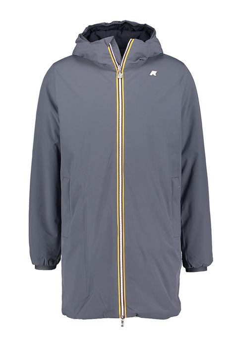 Blauwe regenjas met rits en merklogo K-Way
