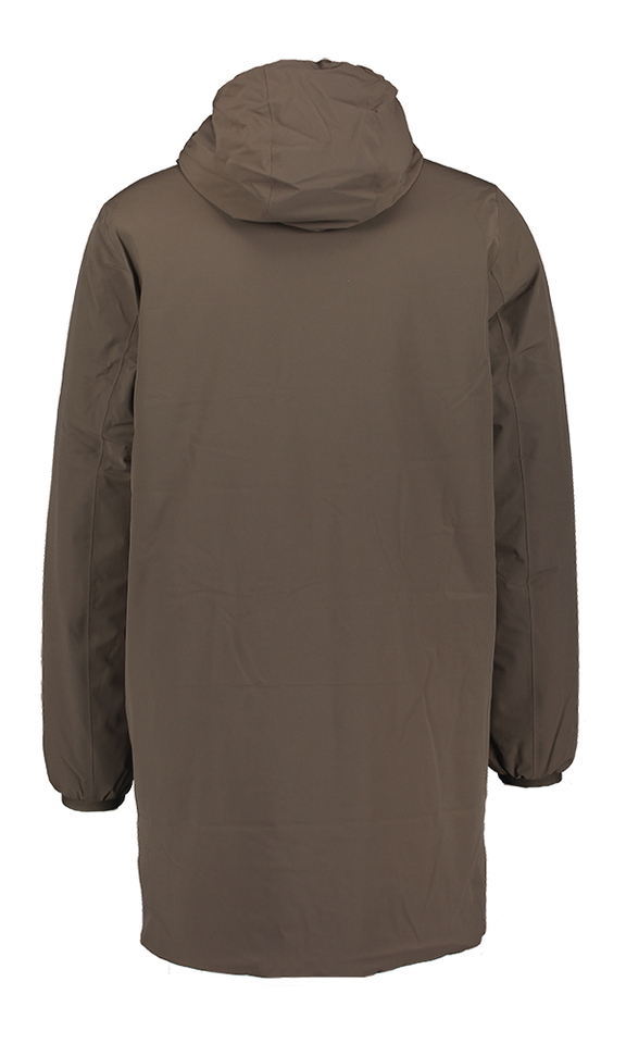 Bruine jas met kap en merklogo K-Way