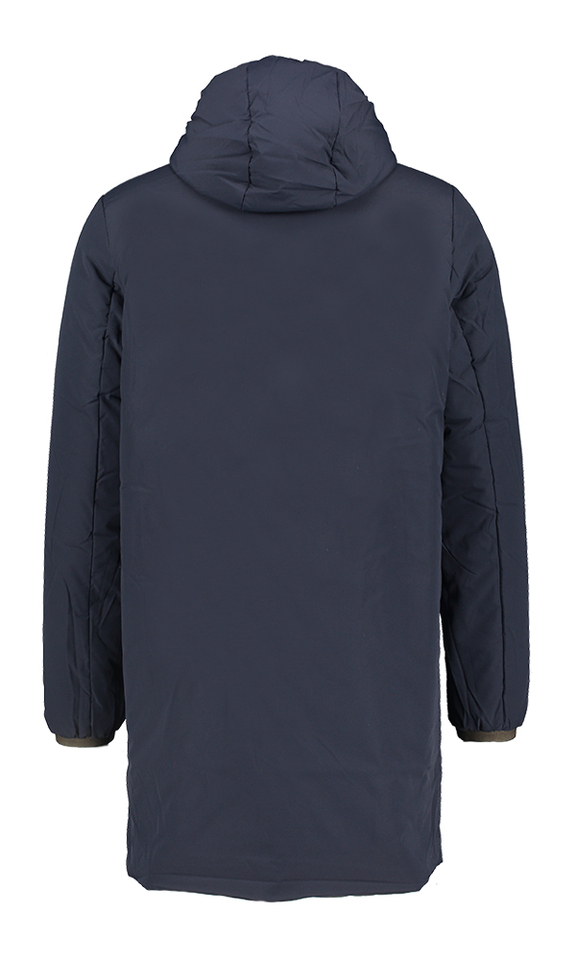 Bruine jas met kap en merklogo K-Way