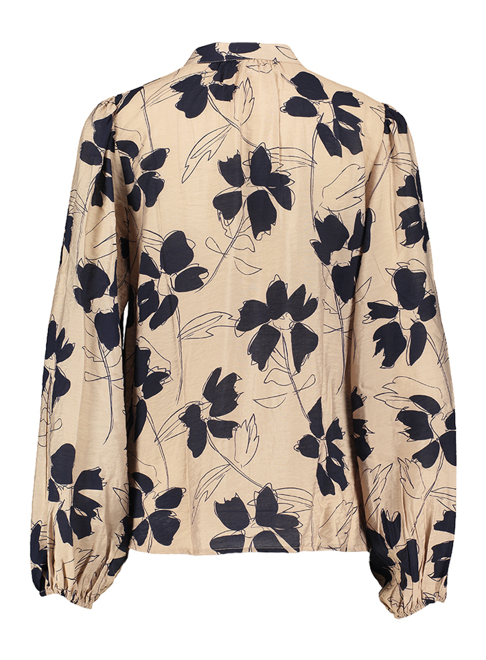 Beige bloes met donkerblauwe print Vinisca Vila