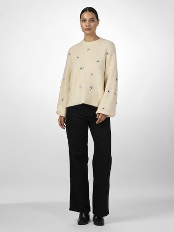 Ecru pull met ronde hals en bloemenprint Yasfleur Y.A.S