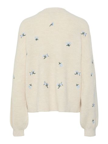 Ecru pull met ronde hals en bloemenprint Yasfleur Y.A.S