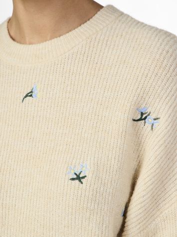 Ecru pull met ronde hals en bloemenprint Yasfleur Y.A.S
