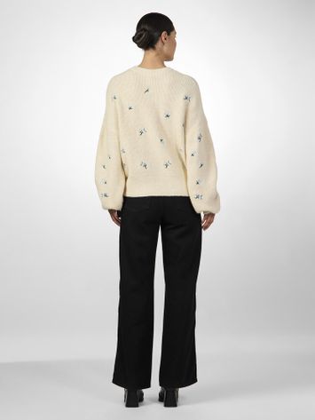 Ecru pull met ronde hals en bloemenprint Yasfleur Y.A.S