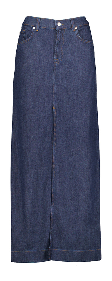 Donkerblauwe lange jeansrok met split vooraan Halona For all Mankind