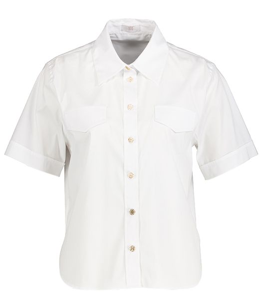 Witte bloes met gouden sierknopen en korte mouwen Riani