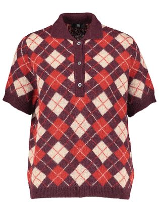 Riani Bordeaux/rode pull met ruit motief in alpaca 