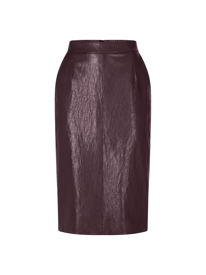 Bordeaux kleurige lederen rok Riani 