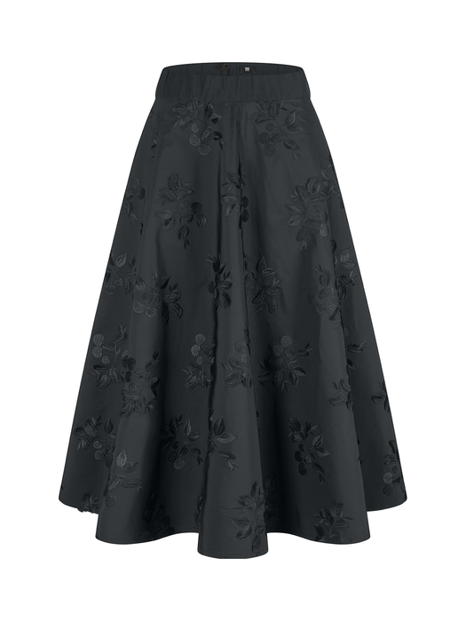 Zwarte stevige plooirok met bloemenprint Riani