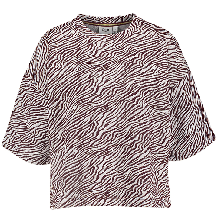 Sweater met bordeau witte print Saint Tropez 