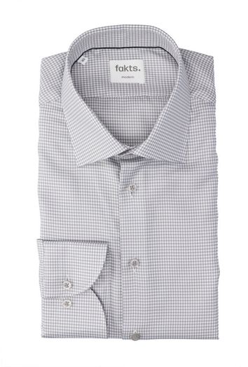 Grey minimal katoenen hemd ( regular fit) met details en lange mouwen Fakts 