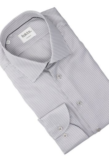 Grey minimal katoenen hemd ( regular fit) met details en lange mouwen Fakts 