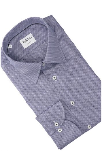 Blue dark check katoenen ( regular fit) met ruiten en lange mouwen Fakts 