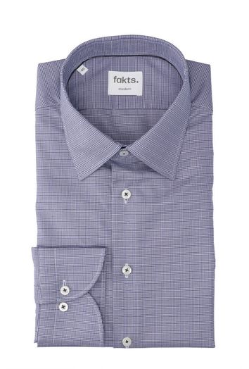 Blue dark check katoenen ( regular fit) met ruiten en lange mouwen Fakts 