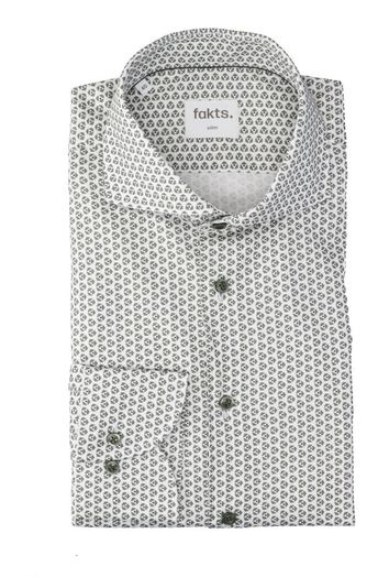 Wit katoenen hemd (slim fit) met groene details en lange mouwen Fakts