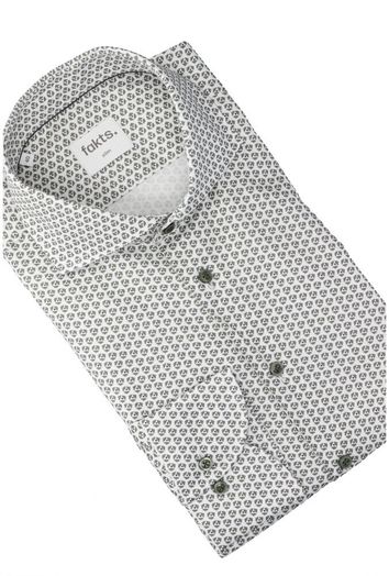 Wit katoenen hemd (slim fit) met groene details en lange mouwen Fakts