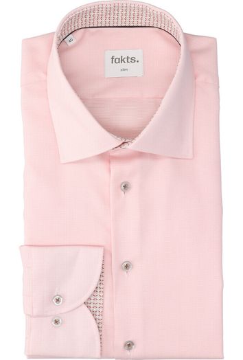 Rose faux uni katoenen hemd ( slim fit) met details en lange mouwen Fakts 