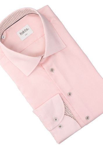 Rose faux uni katoenen hemd ( slim fit) met details en lange mouwen Fakts 