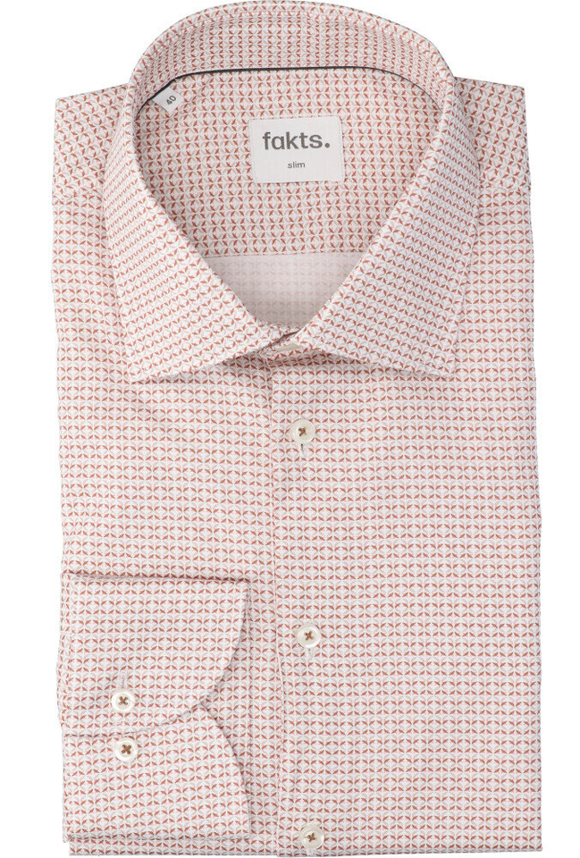 Beige katoenen hemd ( slim fit) met details en lange mouwen Fakts 