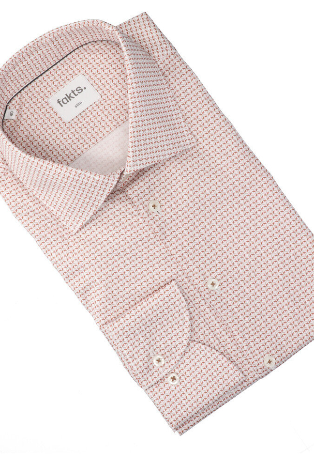 Beige katoenen hemd ( slim fit) met details en lange mouwen Fakts 