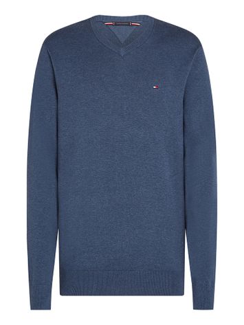 Blauwkleurige katoenen pull met ronde hals Tommy Hilfiger