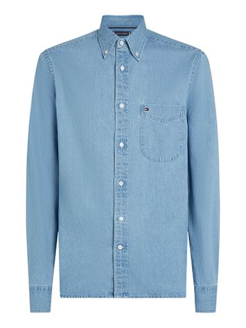 Jeansblauw katoenen hemd (regular fit) met lange mouwen Tommy Hilfiger