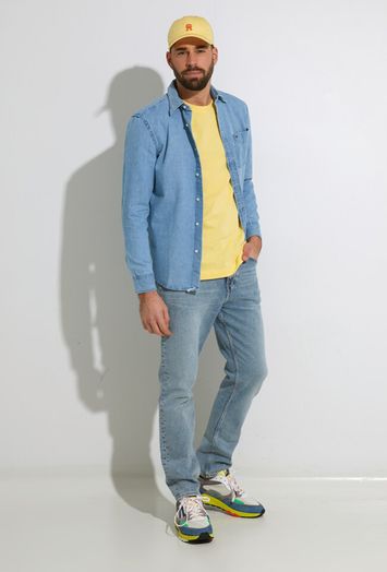 Jeansblauw katoenen hemd (regular fit) met lange mouwen Tommy Hilfiger