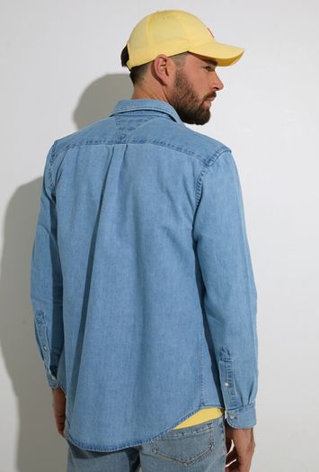 Jeansblauw katoenen hemd (regular fit) met lange mouwen Tommy Hilfiger